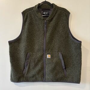 Carhartt Vest Mens 2XL Sherpa Fleece Relaxed Fit Zip Front Workwear OV4995-M